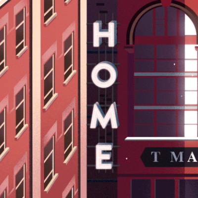 new york times animation parallel christmas noel motion design illustration city ville immeuble neige